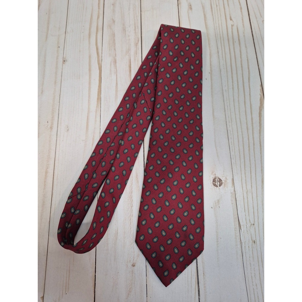 American Briar Editions Burgundy Paisley Silk Necktie Italian Fabric Made in USA